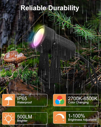 Ligency Smart Low Voltage Landscape Lights, 4-Pack RGBW Color Changing Outdoor Spotlights with Alexa & Google Control, IP65 Waterproof Landscape Lighting for Trees, Garden, Yard, Pathway & Holiday