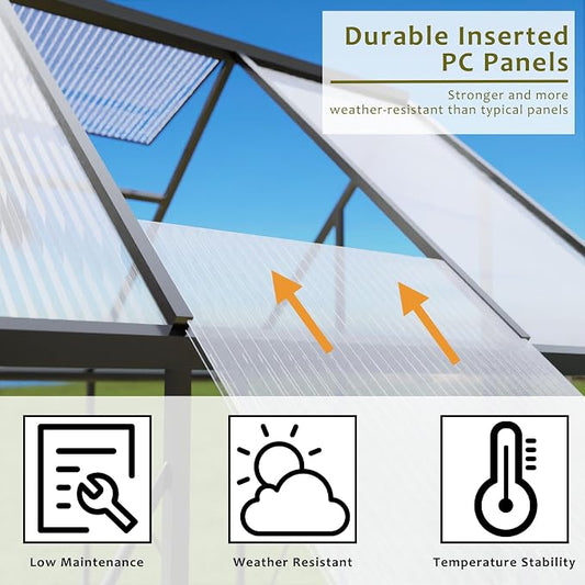 6x4 FT Small Greenhouse for Outdoors, Heavy Duty Walk-in Garden Greenhouse Kit with Adjustable Vent Window, Weatherproof Outdoor Plant Nursery for Backyard, Winter-Ready