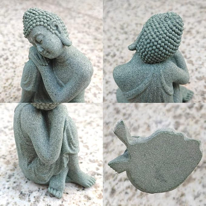 livelyfish Mini Buddha Statue Meditating Natural Sandstone Buda Sculptures Ornament for 10 Gallon & Under Fish Tanks, Aquarium Decorations Home Zen Garden Bonsai Decor, Gifts (Meditation-Small)
