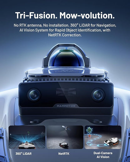 Mammotion LUBA 3 AWD 3000H Robot Lawn Mower with Garage (Ship Separately) | 360° LiDAR+NetRTK+AI Vision, Wire Free for 0.75 Acre, AWD for 80% Slopes, 30 Multi-Zone Management, Cutting Height 2.2"-4.0"