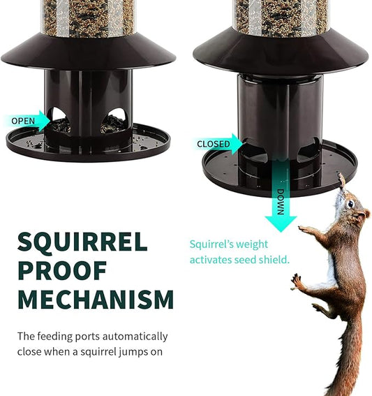 Squirrel-Proof Bird Feeder for Outdoor Hanging Wild Bird Seeds.