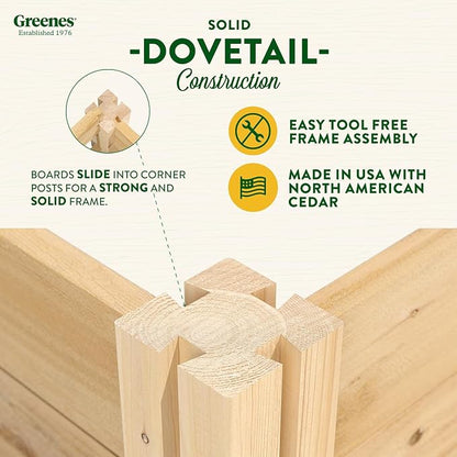 Greenes Fence Premium Cedar Raised Garden Bed, 4' x 4' x 10.5" (3/4" Thick) (2-Pack) - Made in USA with North American Cedar