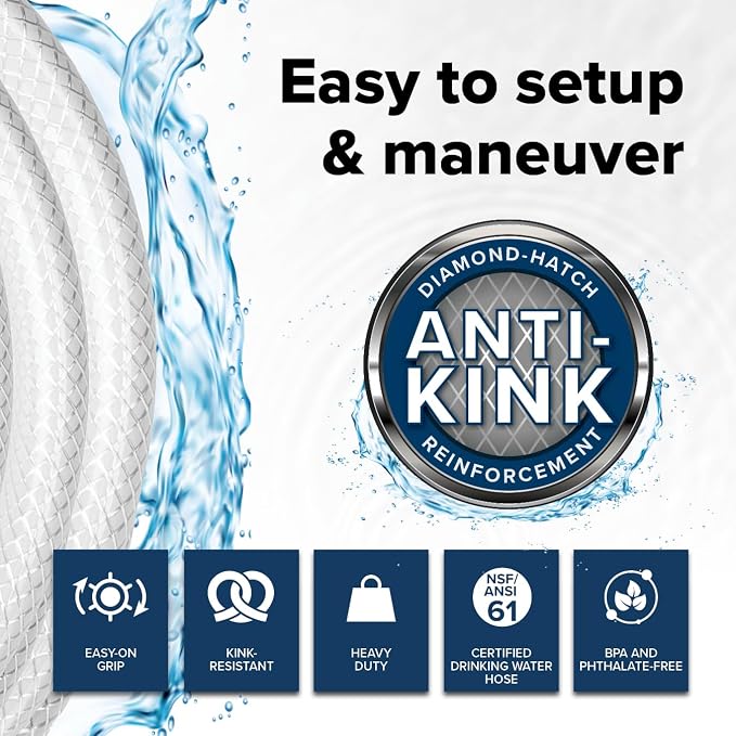 Camco TastePURE 4-Ft Water Hose - RV Drinking Water Hose Contains No Lead, No BPA & No_Phthalate-Features Reinforced Design & Crafted of PVC-1/2” Inside Diameter, Made in the USA (22763) (Pack of 6)