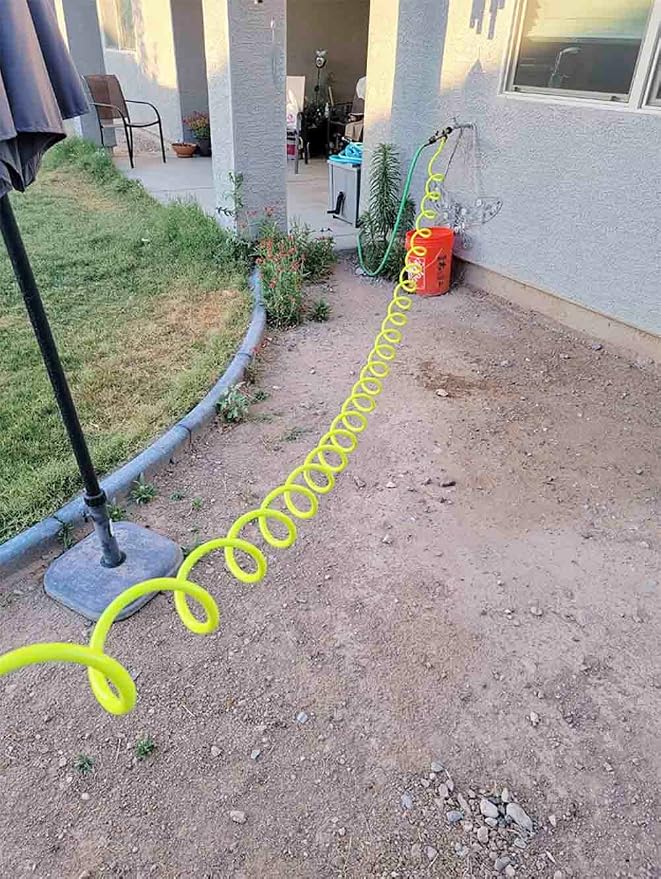 SANFU PU Recoil Garden Hose Handy 3/8"ID x 15ft Premium With 3/4"Inch Swivel Female Brass Fittings Retractable, Outdoor Patio Hose Marine&Boat Yacht, Lime(15')
