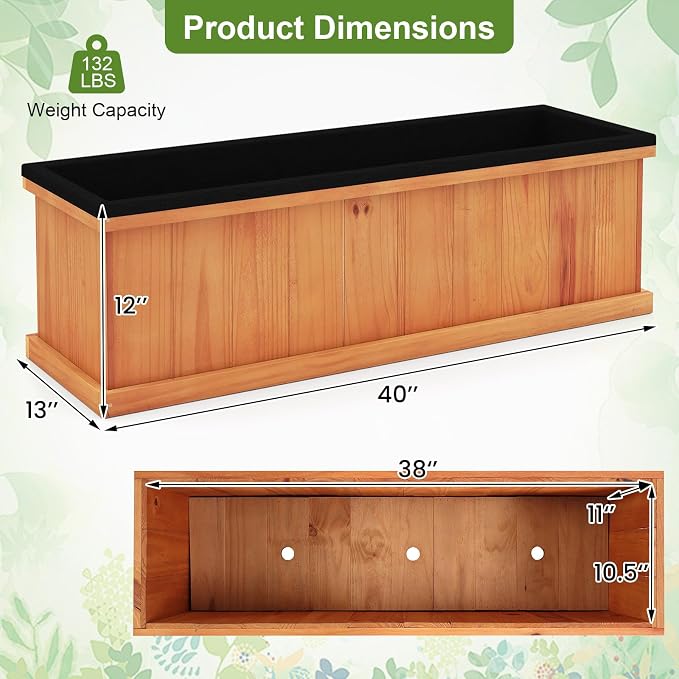 Giantex Raised Garden Beds, Set of 2, Outdoor Wooden Planter Boxes | Removable Bottom Panels, Drainage Holes and Bed Liners for Vegetables, Herbs and Flowers