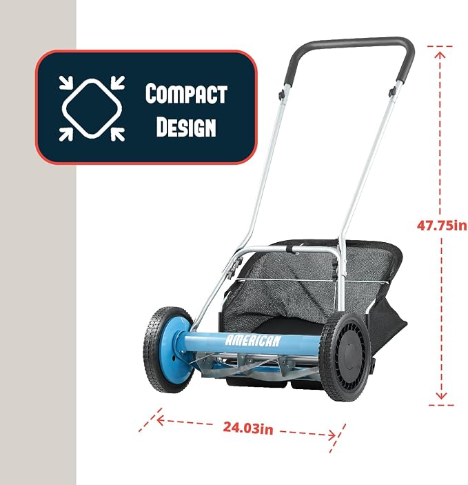 American Lawn Mower 1804-18 18" 5-Blade Reel Mower with Grass Catcher