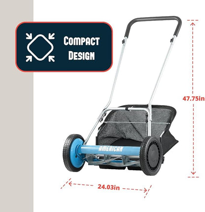 American Lawn Mower 2002-20 20" 5-Blade Reel Mower with Grass Catcher