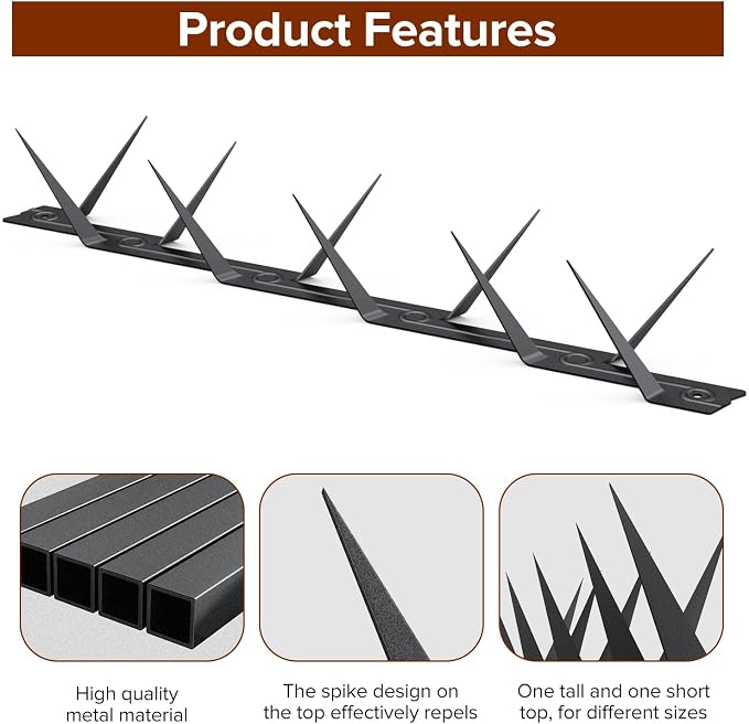6 Pcs Anti-Climb Rust-Proof Metal Spikes for Fence, Wall, Gate | and Animal Deterrent Spikes, Suitable for Home and Garden Fences, Fits Various Lengths - Heavy Duty.