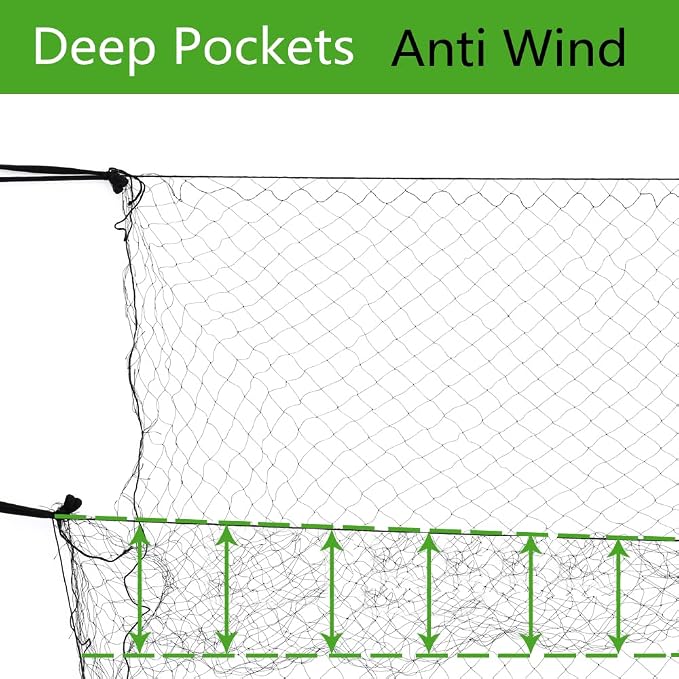 Mist Net Deep Pockets Nylon 110/2D 15mm Mesh Size Bird Netting,Invisible Net,Anti Wind System,Airport Bird Prevention (10x30 ft)