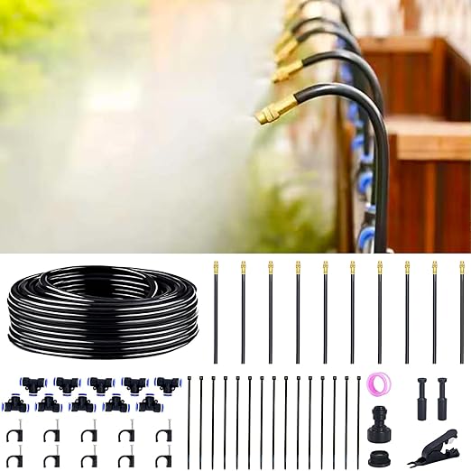 360° Adjustable Drip Irrigation System - 30 FT Automatic Garden Watering System with 10 Nozzles, Raised Bed Sprinkler Irrigation System, Garden Mister for Yard, Lawn, Plants, 5/16" Tubing
