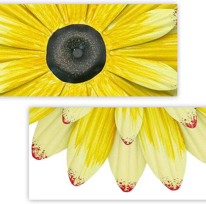 LWINGFLYER 3 Pack Metal Flower Wall Decor - 8" 3D Rustic Modern Daisy Flowers Outdoor Indoor Metal Wall Art Hanging Sculptures for Farmhouse Bathroom Kitchen Living Room Garden Patio