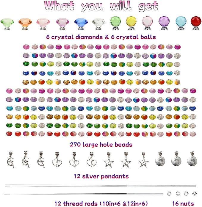 320 Pcs Beadable Items - DIY 10&12 Inch Fairy Wand Beaded Garden Stakes Decorative Kit, Fairy Garden Accessories Outdoor Kit for Different Festivals