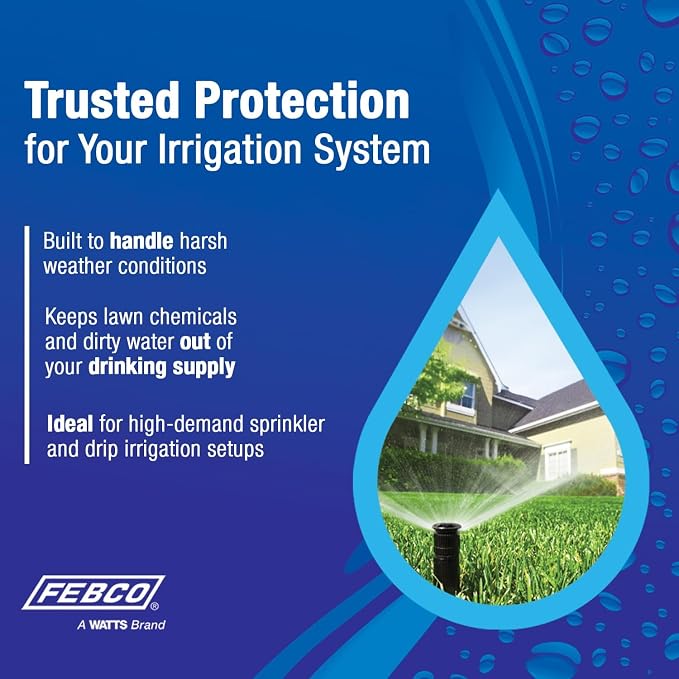 Febco 765 Series 1/2" Bronze Pressure Vacuum Breaker Backflow Preventer, Quarter Turn Shutoff, NPT Connections, Spring-Loaded Check Valves, Max Pressure 150 psi, Industrial Plant, Irrigation System
