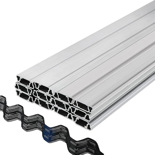 VEVOR Greenhouse Spring Wire and Lock Channel 40 Packs, 6.56 ft PE Coated Aluminum Alloy Bundle Kit, Plastic Poly Film or Shade Cloth Attachment w/Screws, Silver