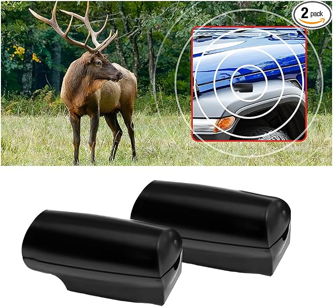 Car Deer Warning Whistles Device, 2PCS Waterproof Vehicle Horn Sensor Repellent with Adhesive Tapes, Automotive Exterior Animal Alert Accessories, Universal for SUVs Trucks Motorcycles