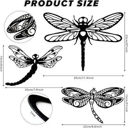 Moxweyeni 3 Pack Metal Dragonfly Wall Decor Outdoor Garden Fence Art 7.9/8.6/11.4 Inch Outside Wall Hanging Decorations for Living Room, Bedroom, Yard, Patio, Porch Dragonfly Gift