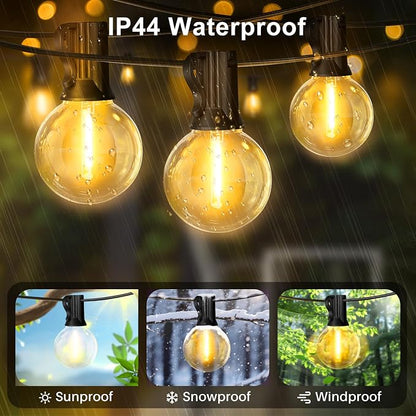 LAMPHOME LED Outdoor String Light, 26Feet Patio Lights with12+1Edison Shatterproof Bulbs(1Spare), UL Waterproof Outside Lights connectable Dimmable for Backyard Porch Decor,Yellow