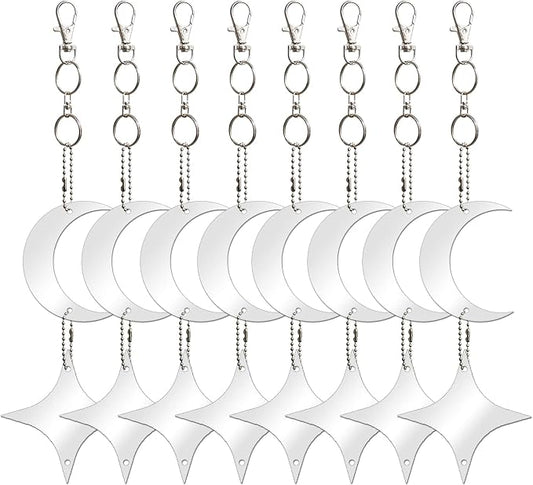 Keep Birds Away Mirror Disc, Hanging Reflectors to Scare Birds Away from Your House and Garden, 16 Moon-Star Discs