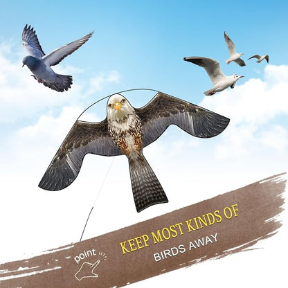 Bird Hawk Flying Kite with Pole Crops Farm Protector Bird Scarer Flying Kite with 4m Pole-Style B