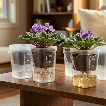 30 Pack 2" Small Self Watering Pots for Indoor Plants with 30 Plant Label Mini Clear Plastic Planters with Water Level and Drainage Holes for Propagation, Succulents,and African Violet