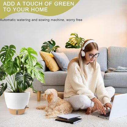 Self Watering Pots for Indoor Plants, 3 Pack 12/10/8 Inch, Large Planter with Water Reservoir, Modern Decorative Flower Pots for Home & Office White