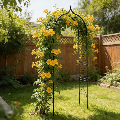 Metal Garden Arbors 8Ft Thickened Arch Trellis for Climbing Plants | Outdoor Arbor Rustproof Metal Frame Trellises Grapes Rose Yard Entrance Wedding Arched Backdrop Stand Party Event Decoration
