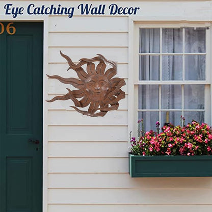 Metal Sun Wall Art Decor 21" W Large Sunface Outdoor Decor