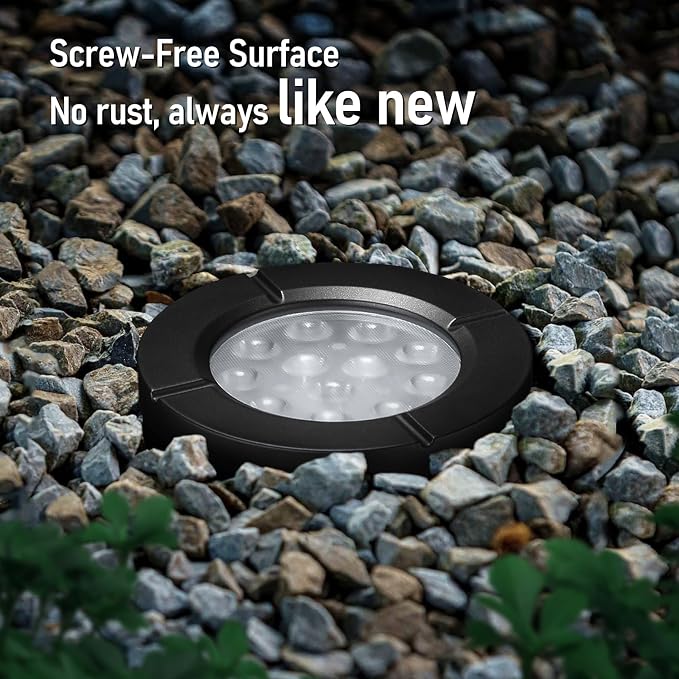 LEONLITE 6-Pack Dia. 4 Inch 5CCT Well Lights Flat Top Black | 1800K/2700K/3500K/4000K/5000K, 12-24V AC/DC, CRI90, Landscape LED In Ground Outdoor, Low Voltage Garden Landscaping, Aluminum