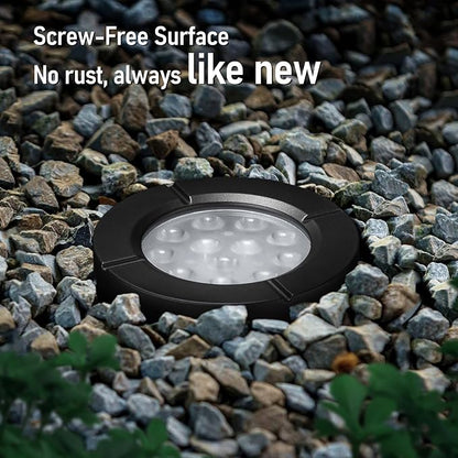 LEONLITE 6-Pack Dia. 4 Inch 5CCT Well Lights Flat Top Black | 1800K/2700K/3500K/4000K/5000K, 12-24V AC/DC, CRI90, Landscape LED In Ground Outdoor, Low Voltage Garden Landscaping, Aluminum