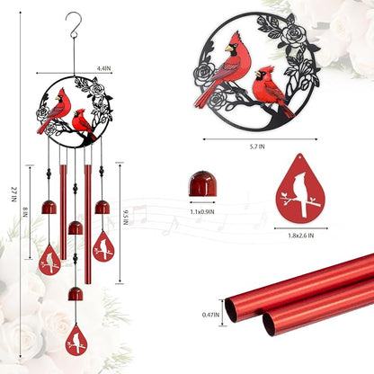 Wind Chimes for Outside Cardinal Wind Chimes Windchimes Outdoors Red Bird Wind Chime Cardinal Gifts for Women Mom Grandma Sisters