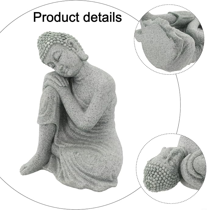 Buddha Garden Statue Sandstone Resin Effect Outdoor and Indoor Yoga Decor for Lawn and Home Weather Resistant for SCULPTURE for Tranquil Zen Landscape Enhancements(S)