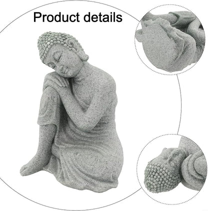 Buddha Garden Statue Sandstone Resin Effect Outdoor and Indoor Yoga Decor for Lawn and Home Weather Resistant for SCULPTURE for Tranquil Zen Landscape Enhancements(S)