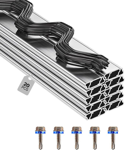 VEVOR Greenhouse Spring Wire and Lock Channel, 20 Packs 6.56 ft PVC-Coated Wiggle Wire & Aluminum Alloy Channel Bundle Kit with Included Screws, 0.05 in Thickened, Poly Film & Shade Cloth Attachments