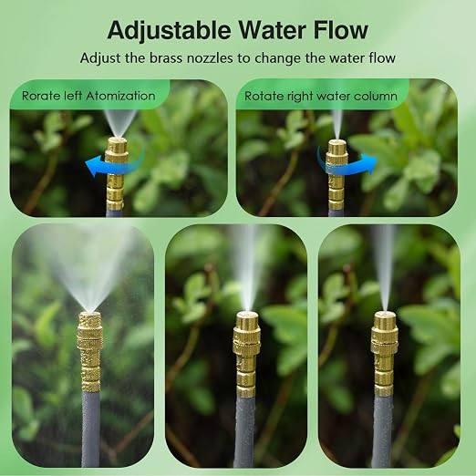 39 FT Drip Irrigation System - 360° Adjustable Garden Watering System | 24 Spray Nozzles, Double Head, Garden Atomizing Misting System, Irrigation System for Garden, Greenhouse, Yard, Lawn, Plants