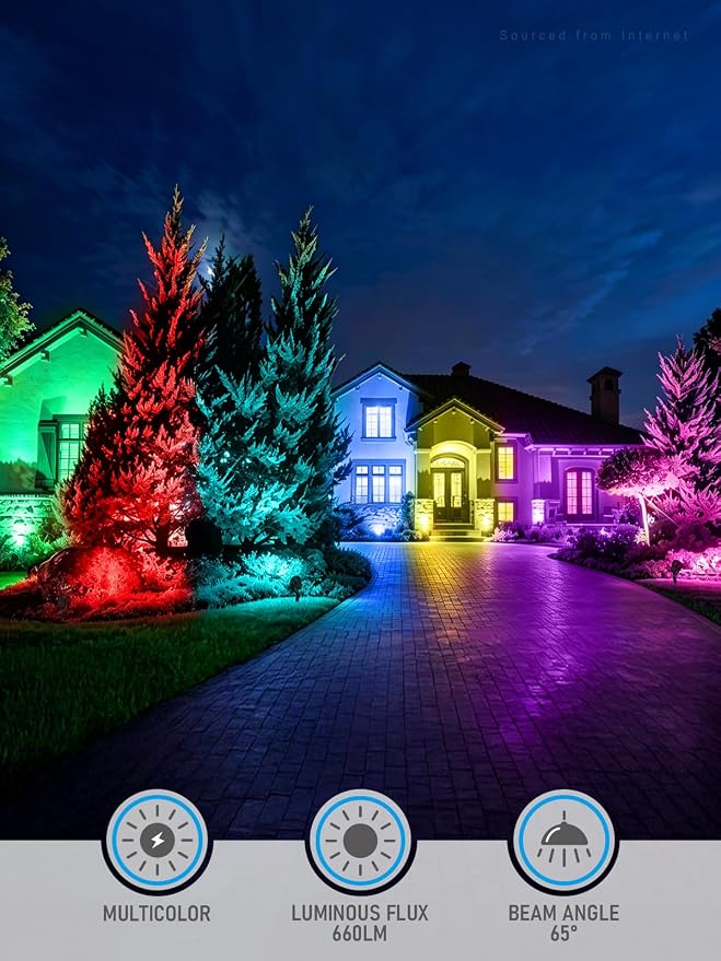 LEONLITE 4-Pack RGBCW Wall Wash Dimmable LED Low Voltage Landscape Lights | 9W, Landscape Spotlights Outdoor, 12-24V AC/DC, Color Changing, IP65, ETL Listed, Aluminum