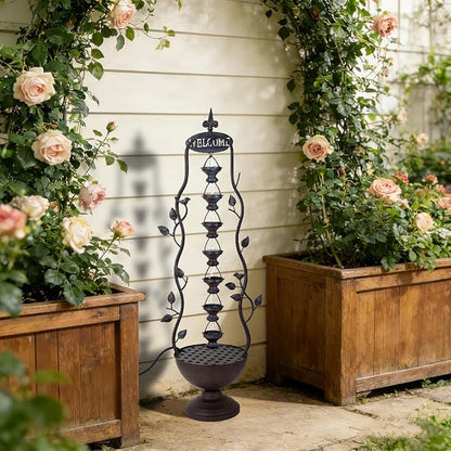 42" Outdoor Water Fountain 7-Tiers Cascading Garden Water Feature | Vintage Waterfall Fountains, Rustic Metal Outside Soothing Water Flow for Garden Patio Yard Porch Home Decor