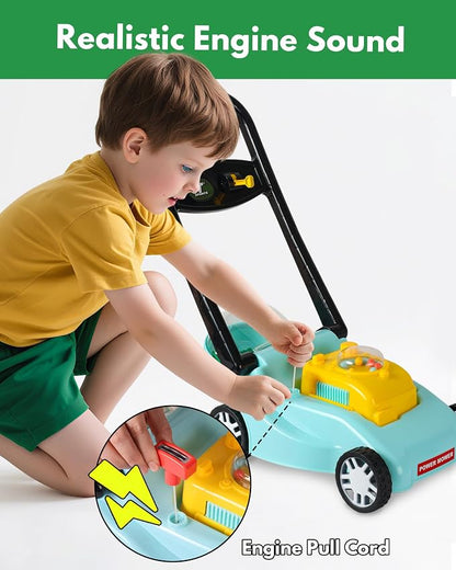 Kids Lawn Mower with Realistic Grass-Cutting Action and Sounds – No Batteries Required | Fun Outdoor Push Toy, Birthday Gift & Holiday Present for 3, 4, 5, 6 Year Old Boys and Girls (Blue)