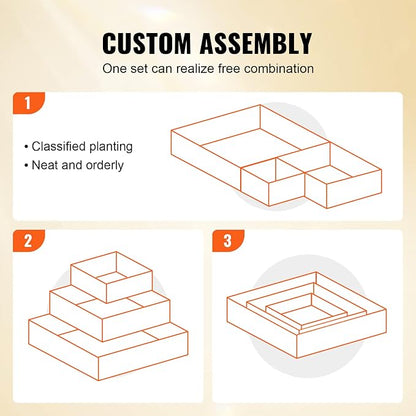 VEVOR 3 Tier Raised Garden Bed Wood Outdoor, 45 x 45 x 20in High End Natural Fir Wood Planter Box, Outdoor Planting Boxes for Flowers/Vegetables/Herbs in Backyard/Garden/Patio/Balcony, with Open Base