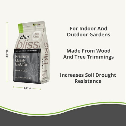 Char Bliss (8 Qts) - Organic Biochar for Plants - OMRI-Listed Biochar Soil Amendment Organic - Bio Char for Plants - Horticultural Charcoal for Plants, Potting Soil, Garden Soil, & Potting Mixes | OMRI-Listed BioChar Plant Charcoal - Charcoal for Plant...