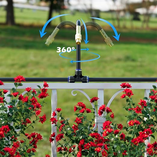 Drip Irrigation System 30 FT with 10 Nozzles, 360° Adjustable Bendable Garden Watering Misting System for Greenhouse, Yard, Lawn, Plant, Garden, 5/16 inch Hose (OD: 8mm)