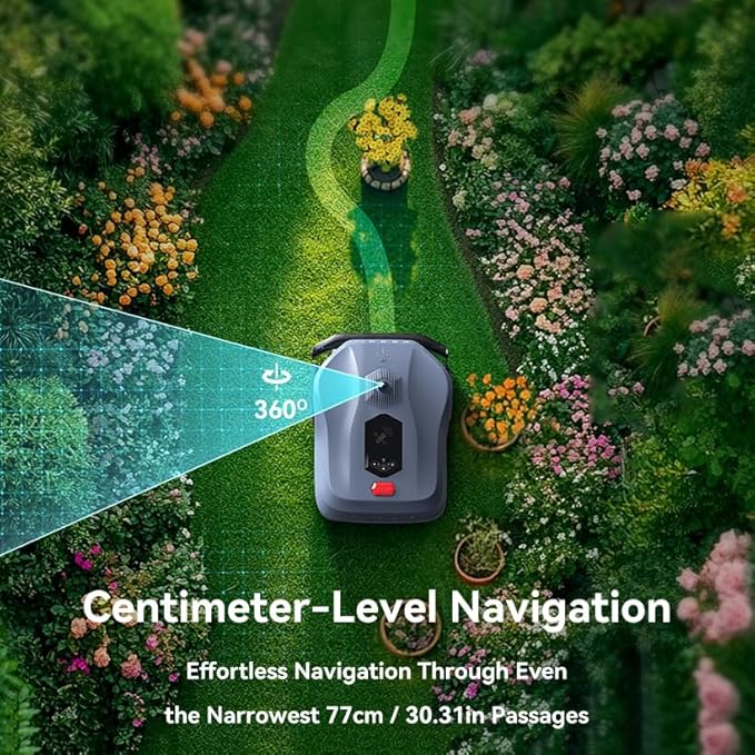Neomow X SE Robot Lawn Mower Perimeter Wire Free for 0.75 Acre 3D LiDAR SLAM+Vision Mapping robotic lawnmower with 4G, No RTK Antenna Required, AI Obstacle Avoidance, App Control, GPS Anti-Theft, 13Ah