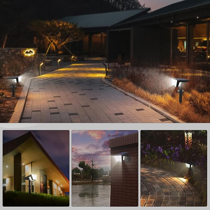 Latband Solar Spot Lights Outdoor IP65 Waterproof, 53 LEDs Solar Powered Garden Yard Lights Outdoor 3 Modes Landscape Spotlight Wall Light with Auto On/Off for Driveway Porch 2 Pack (Cool White)