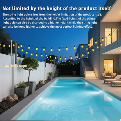 LETIANPAI 6 Pack String Light Poles,2.8 Ft Metal Poles for Outdoor String Lights,Outdoor Light Poles,Poles/Post/Stand for Outside