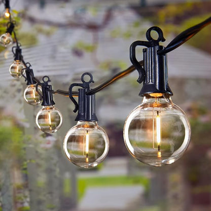 Brightown LED Outdoor String Lights Patio Lights 100FT with 104 LED Bulbs, Shatterproof Weatherproof Commercial Hanging Light for Backyard Bistro Pergola Party Decor, E12 Socket Base, 2200K, Black
