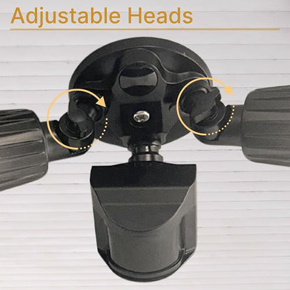 LED Black Motion Sensor 2-Light Bullet Flood Light- 3000K Adjustable Dual Head Outdoor Security Light, Dusk to Dawn, Waterproof, Hardwired Spotlight for Yard, Patio, Garage, Landscape