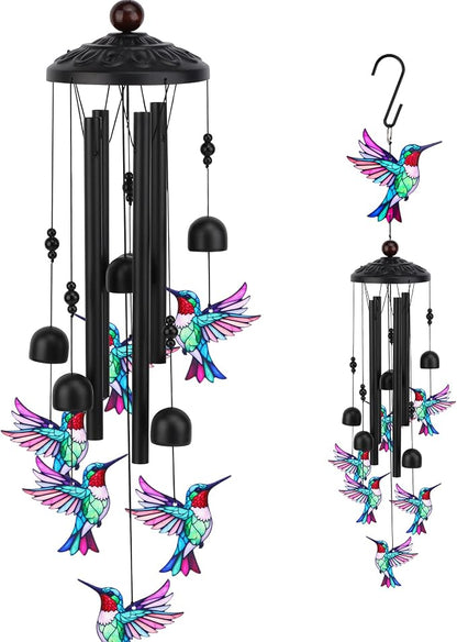 Hummingbird Wind Chimes for Outside, Metal Wind Chimes Outdoor for Patio Porch Yard Garden, Hummingbird Gifts for Women, Mothers Day Birthday Memorial Gifts for Mom Grandma Wife, Outdoor Decor