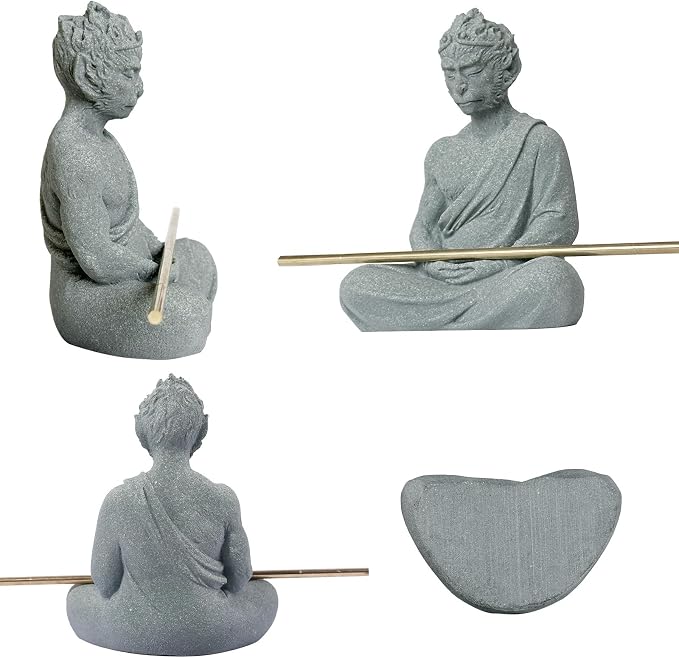Fish Tank Buddha Statue Ornament,Zen Garden Aquarium Decor,Meditating Statues for Underwater Landscaping,Sandstone-4.6" H
