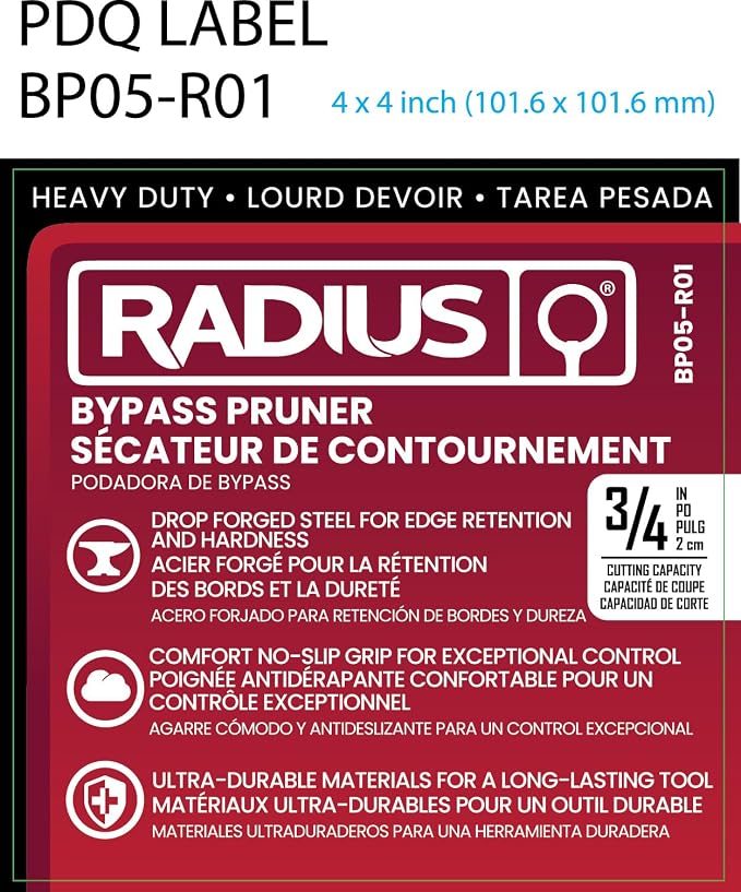 Radius Garden 8 Inch Forged Bypass Pruner - Designed for Clean, Easy Cuts