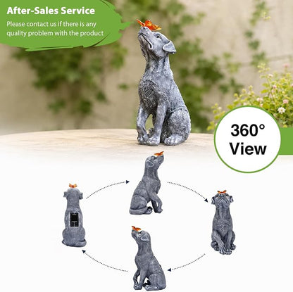 Goodeco Dog Statue with Solar Butterfly - Ideal Gifts for Mom, Dad or Birthdays, Beautifully Crafted Outdoor Decorations to Wow Your Guests