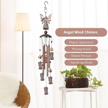 35" Angel Wind Chimes Outdoor Angel Gifts for Women/Men/Mom/Grandma Birthday Gifts Memorial Gift Metal WindChimes for Outside/Indoors, Home, Lawn, Porch, Patio, Garden Decor, Yard Decorations